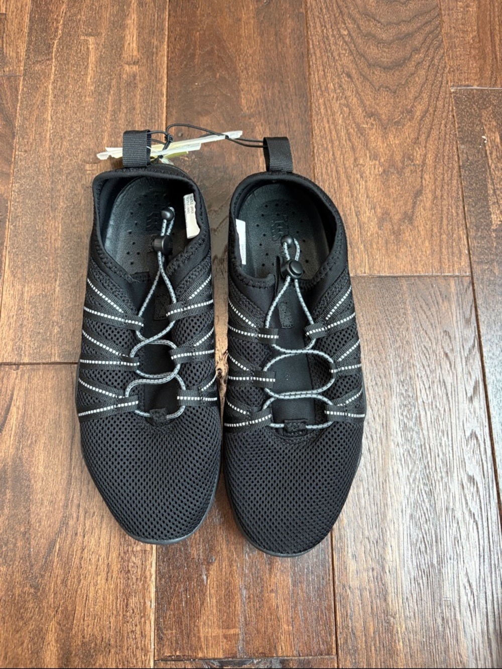 Men's Max Water Shoes - All in Motion Black 8: Slip-On, Elastic Laces, EVA Insol